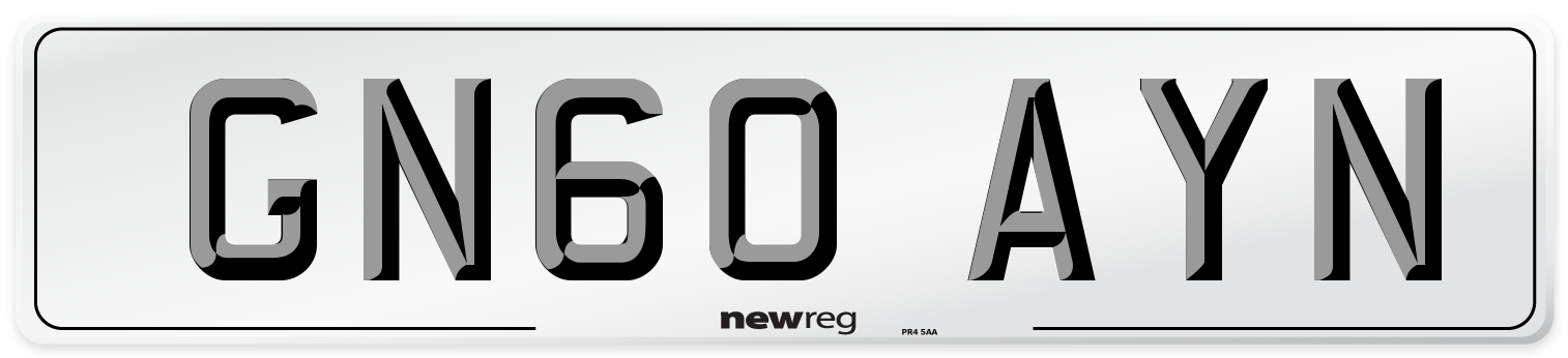 GN60 AYN Number Plate from New Reg